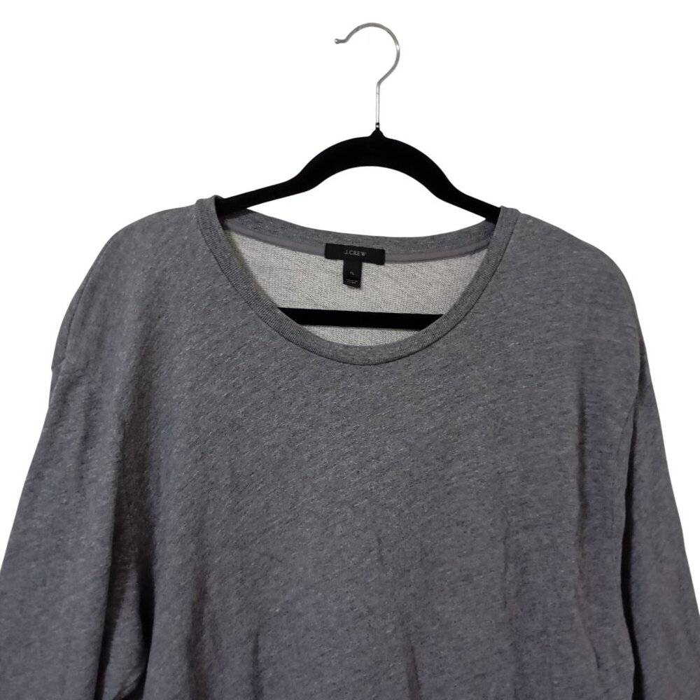 J.Crew Sweatershirt Gray Navy Ruffle Hem Long Sleeve Top XL Womens - Picture 3 of 9